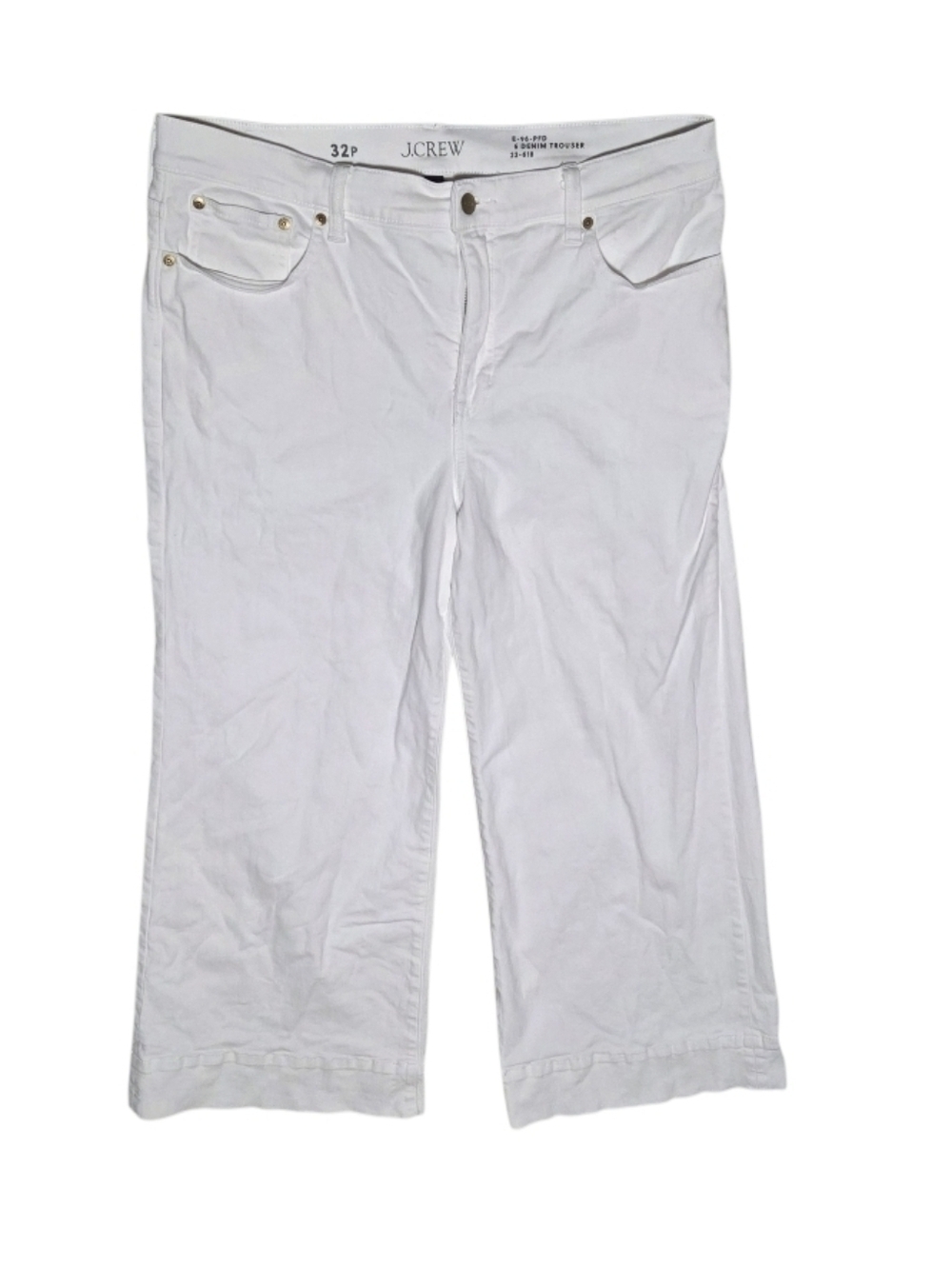 J Crew High Rise Wide Leg Denim Trouser White Size 32 Petite - Picture 2 of 10